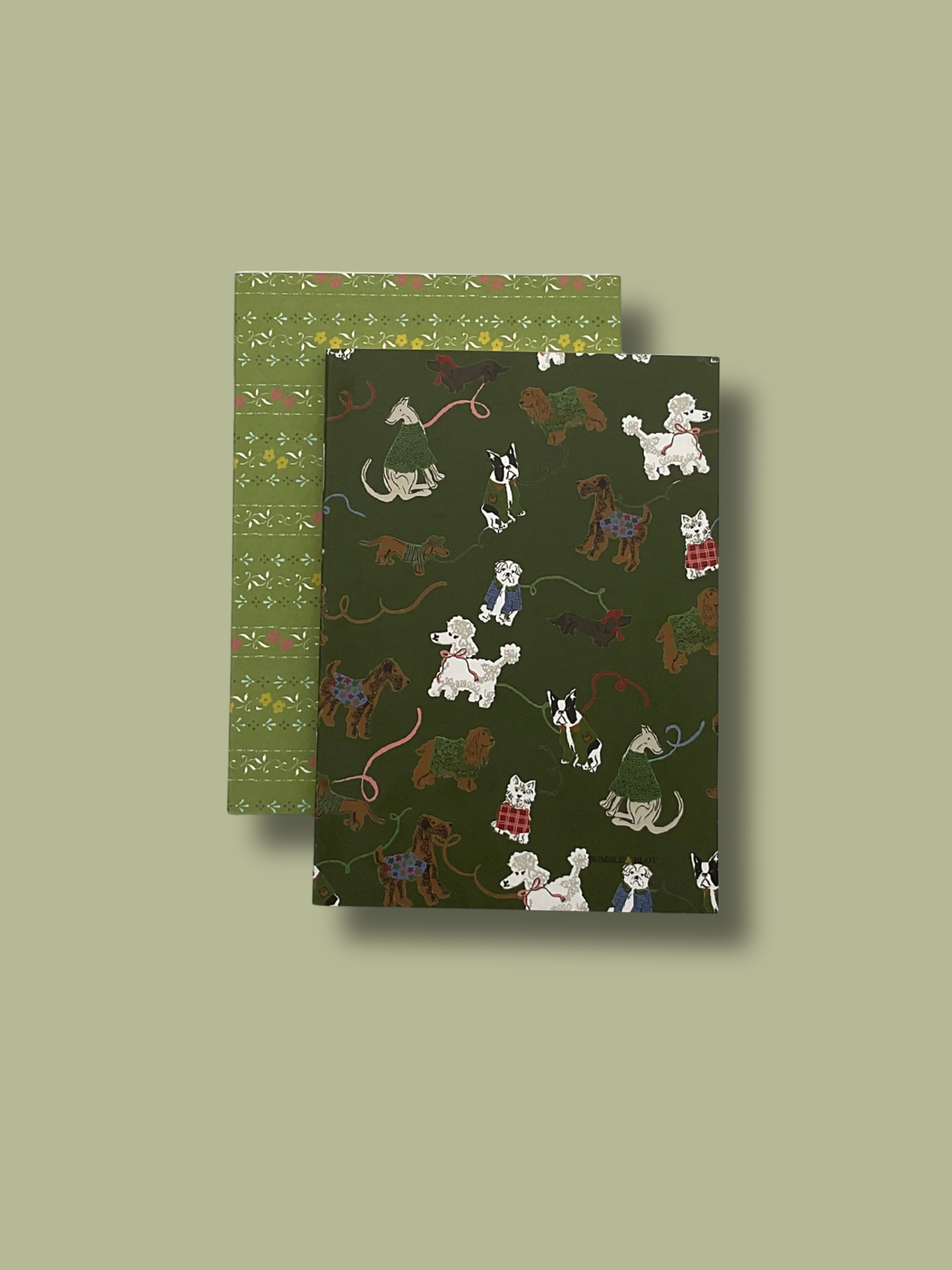 Dog Walks & Dot Dash Trellis A6 Notebook Set - Green