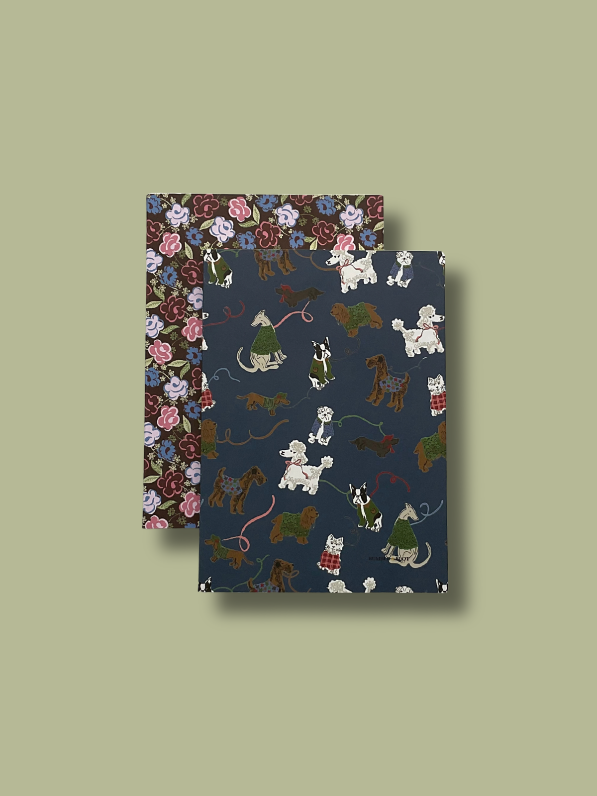 Dog Walks & Gypsy Floral A6 Notebook Set - Navy & Chocolate