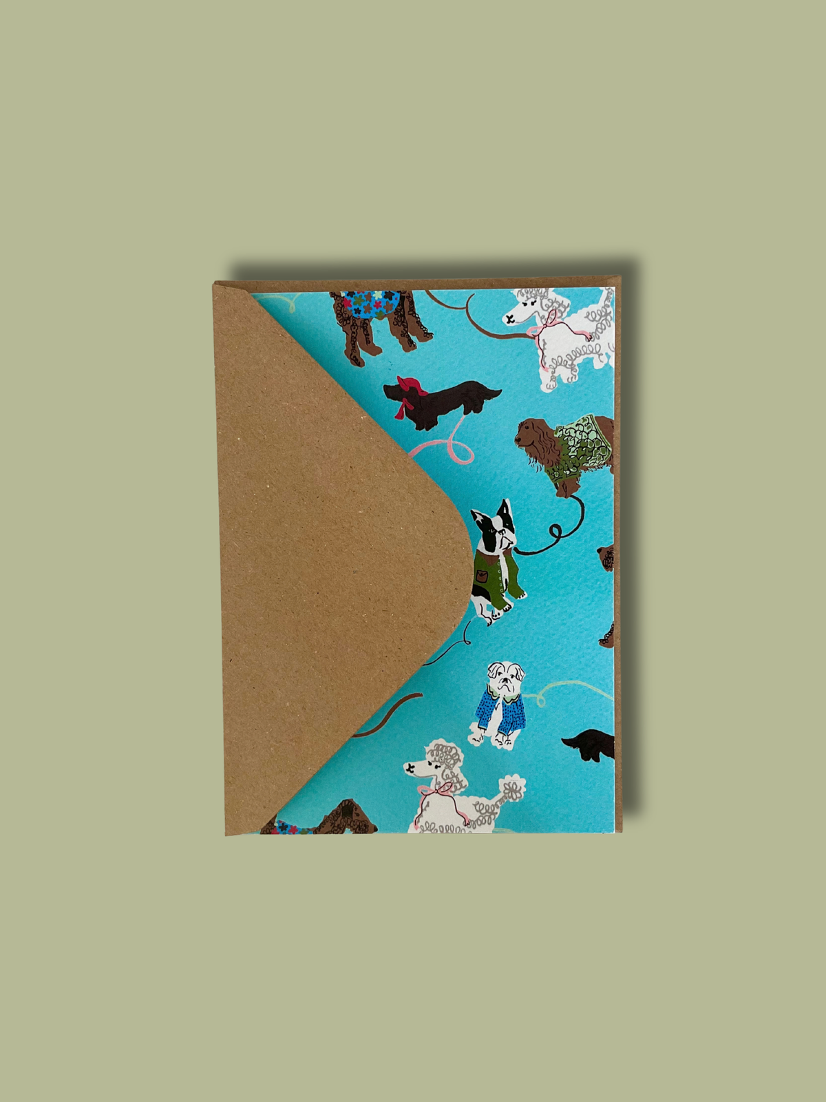Dog Walks Card - Turquoise