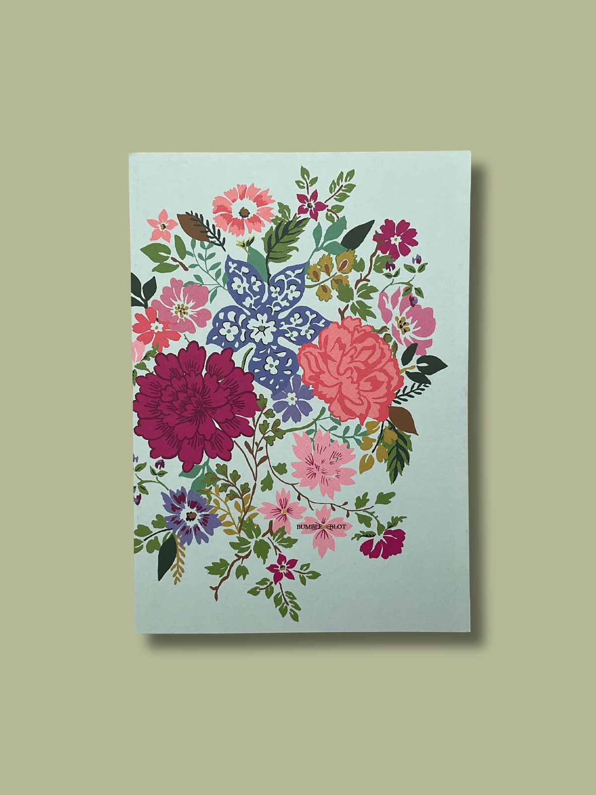 Hand Tied Bouquet & Vintage Tile A5 Notebook Set - Aqua & Pine
