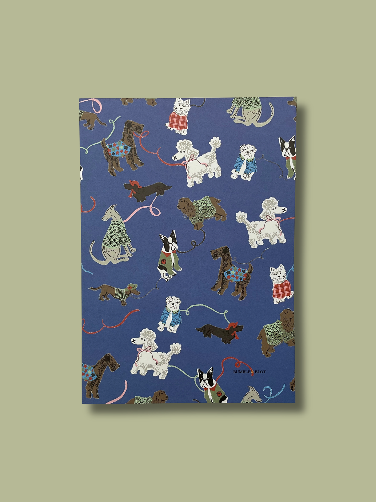 Dog Walks & Checker Board A5 Notebook Set - Mid Blue & Multi