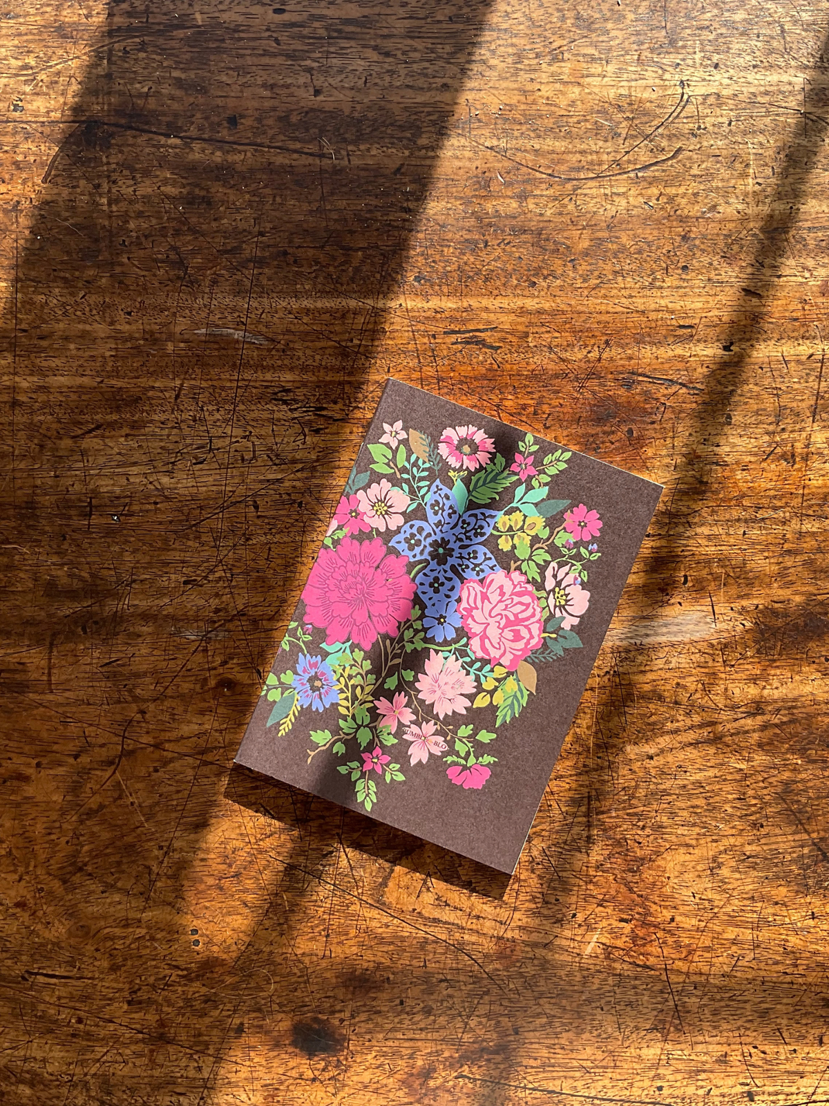 Hand Tied Bouquet & Vintage Tile A6 Notebook Set - Beaujolais & Pine