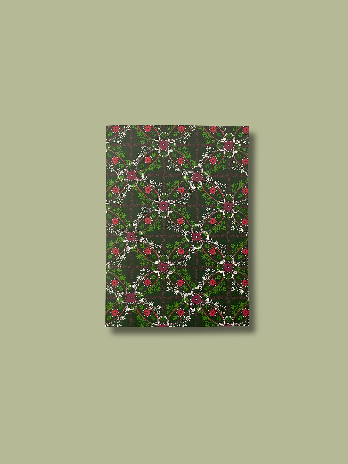 Hand Tied Bouquet & Vintage Tile A6 Notebook Set - Beaujolais & Pine